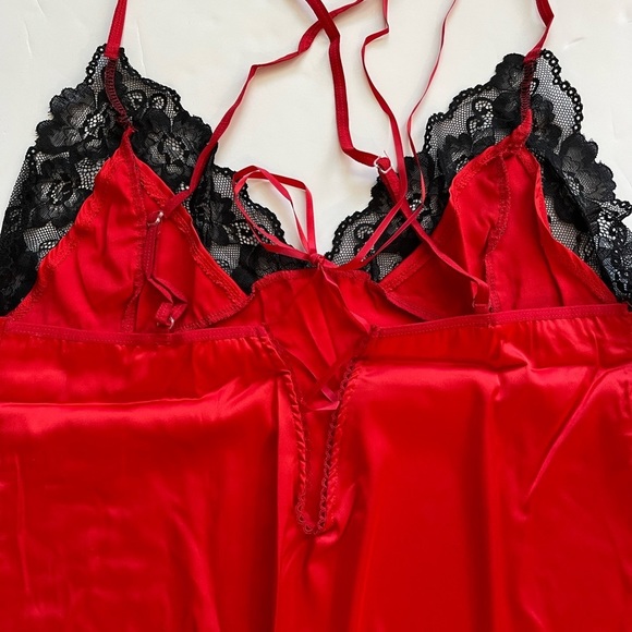 Women's Plus Size Red Lingerie Lace Chemise Babydoll Christmas Night Dress, 14 - Picture 6 of 9